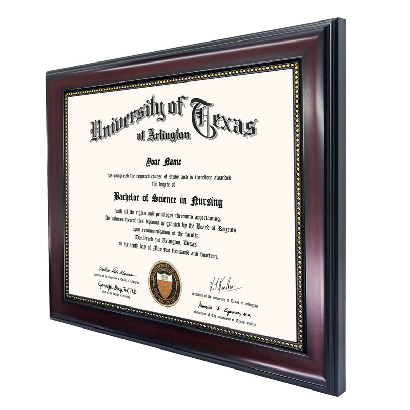 GraduationMall 8.5x11 Certificate Diploma Frame, UV Protection Acrylic, Mahogany with Gold Beads - Image 3